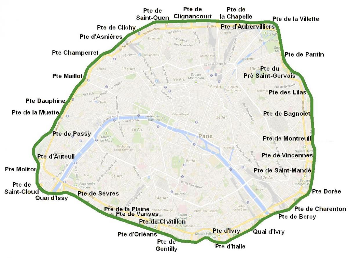 Карта городских ворот Парижа