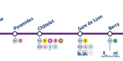 Карта Парижа линии метро 14