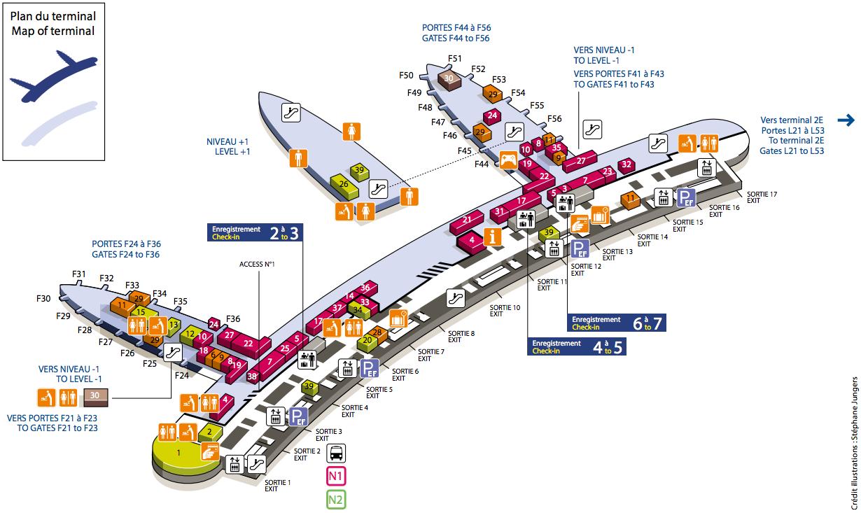 Шарль де голль аэропорт схема терминалов на русском