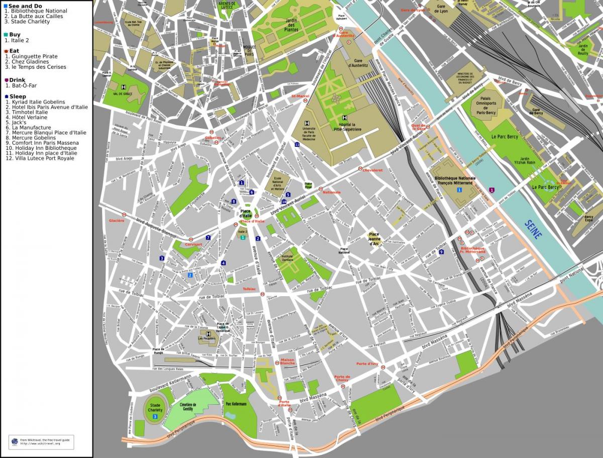 Карта 13-м округе Парижа