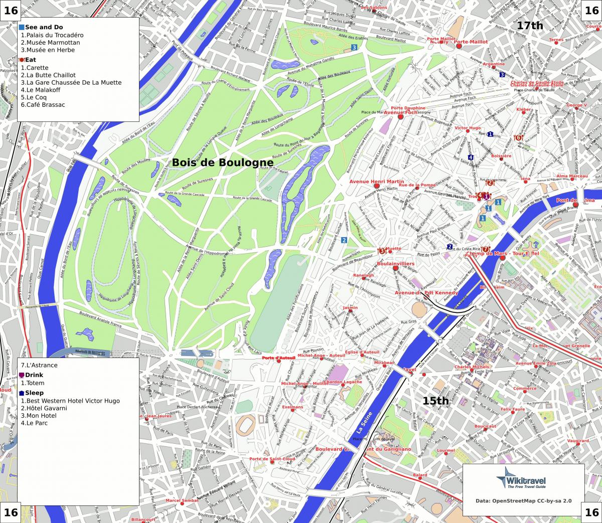 Карта 16-м округе Парижа