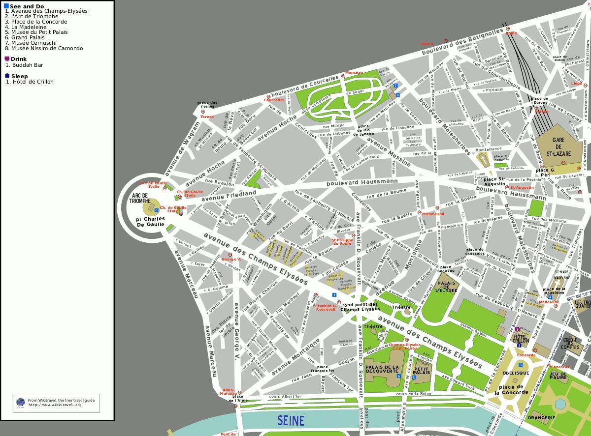 Карта 8-м округе Парижа