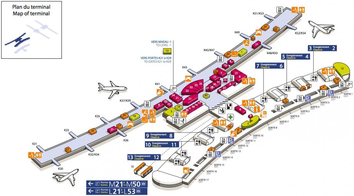 Карта Шарль-де-голь терминал 2е аэропорта