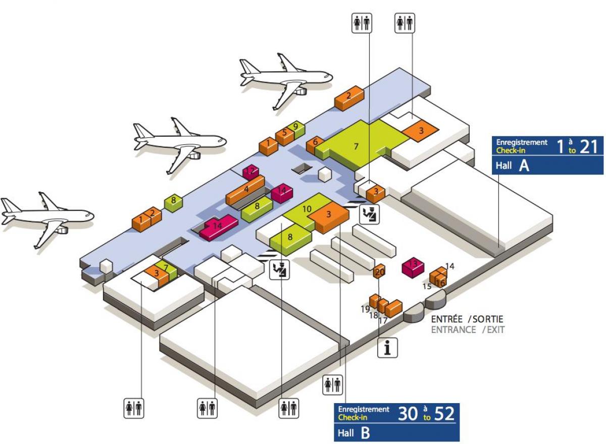 Карта Шарль-де-Голль терминал 3 аэропорта