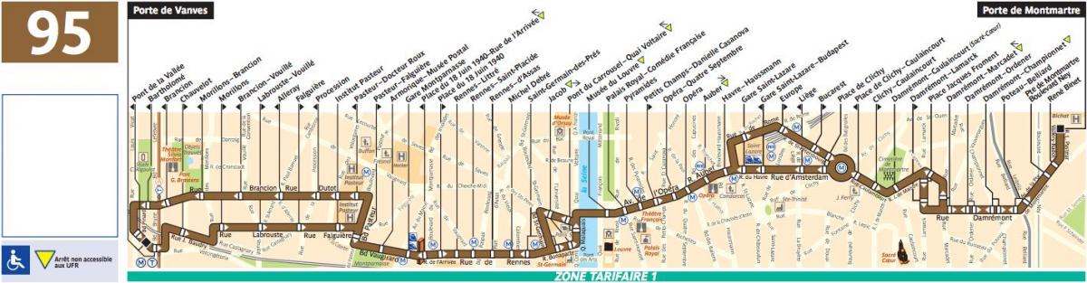 Карту автобусных Париж линии 95