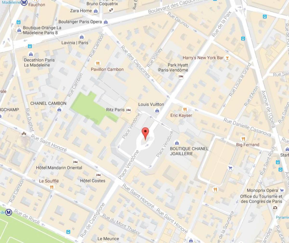 Карта Вандомской площади