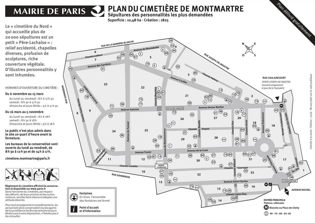 Карту кладбища Монмартр