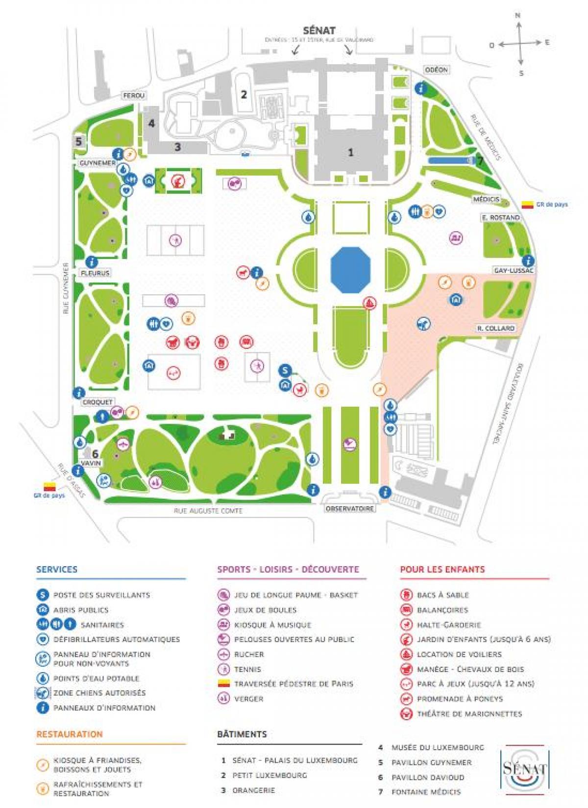 Карта Люксембургского сада