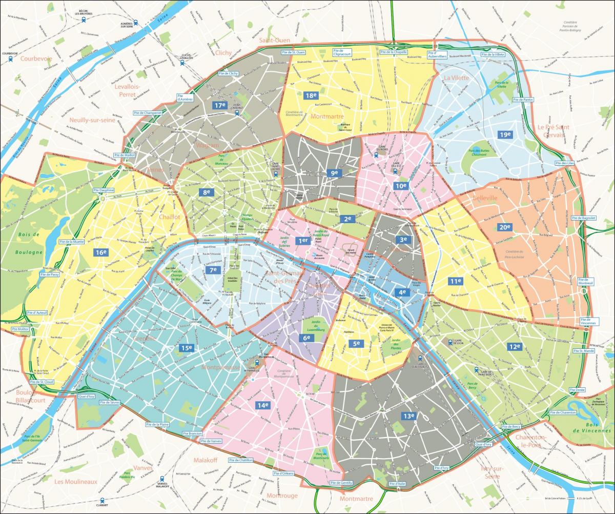 Карта округов Парижа