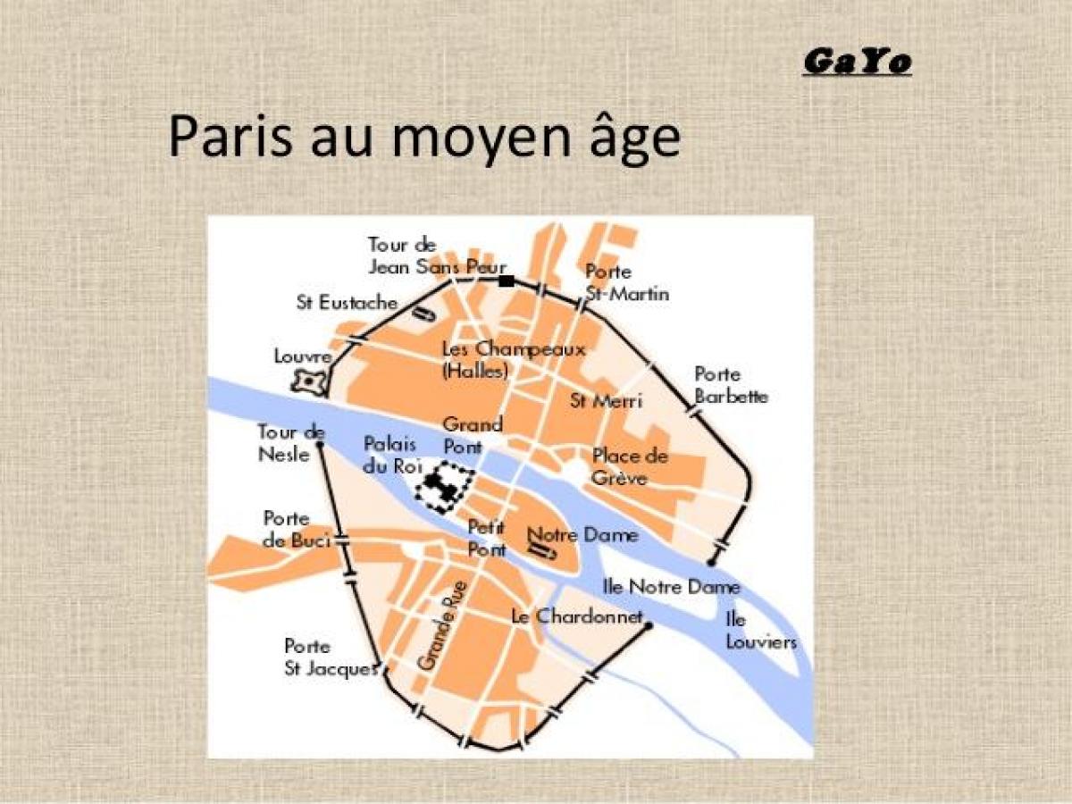 Карта Парижа в Средние века