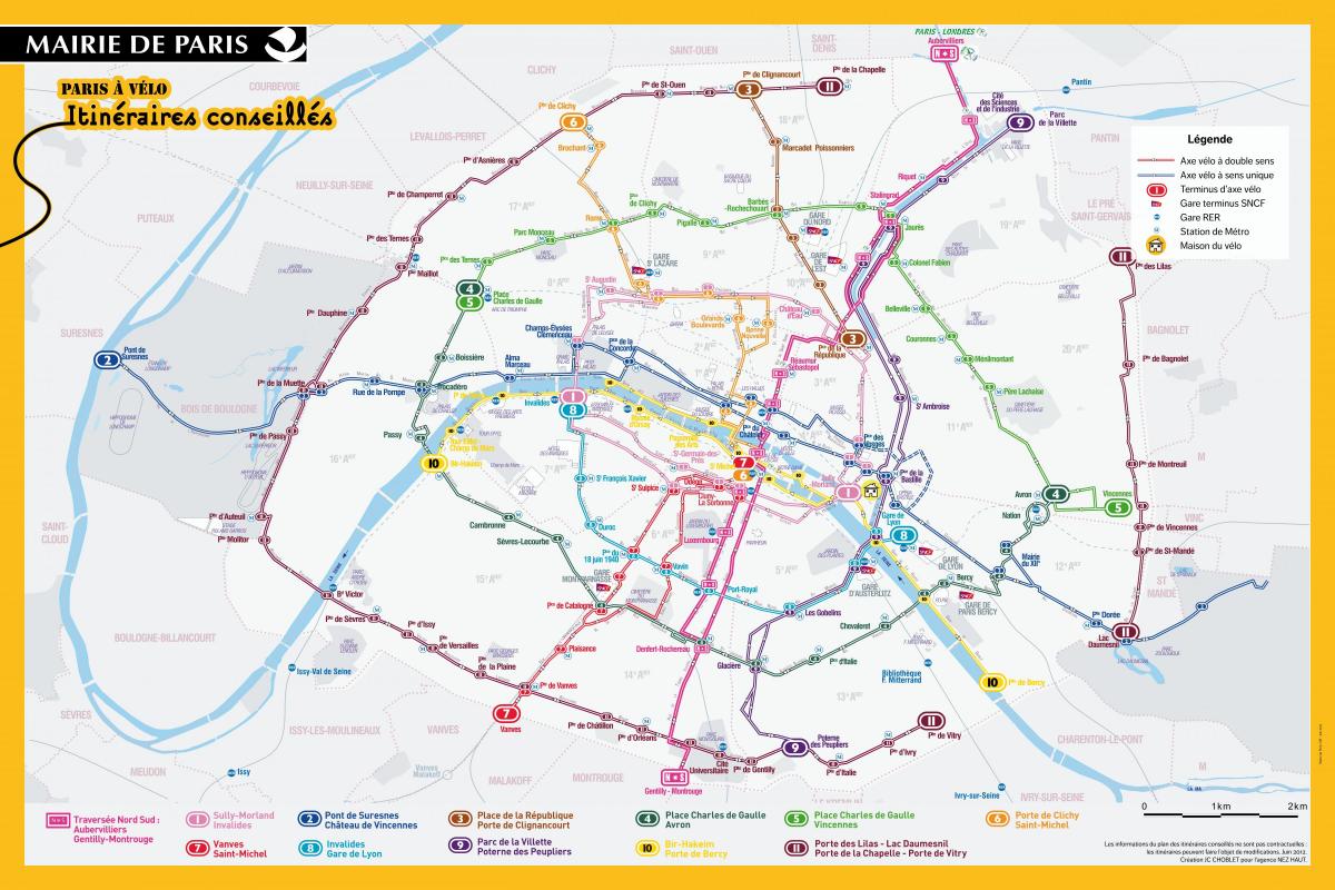 Карта Парижа на велосипеде