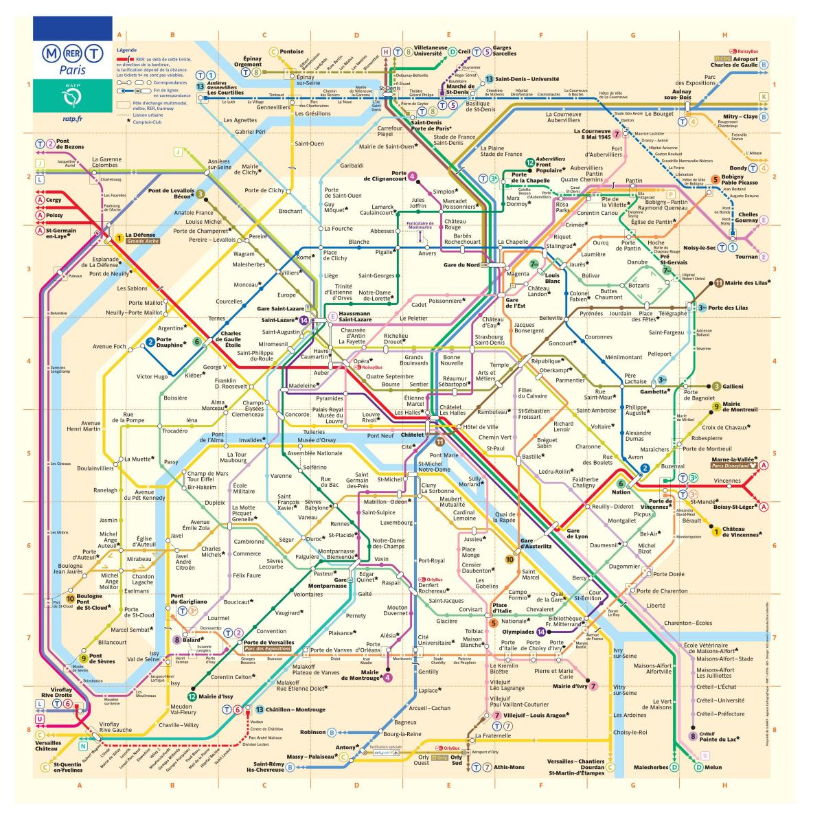 Карта Парижа метро