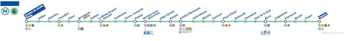 Карта Парижа метро 6