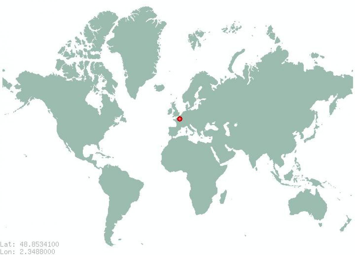Карта Парижа на карте мира
