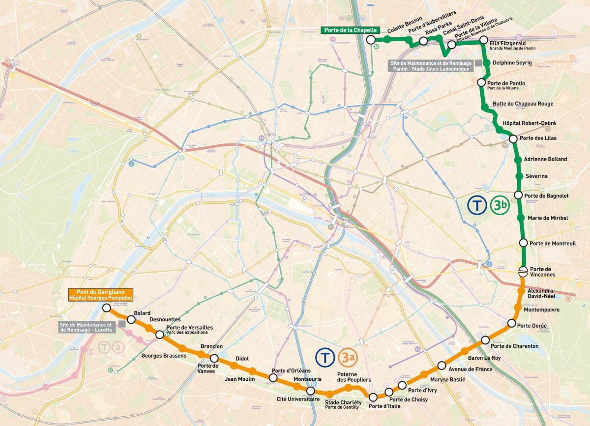 Карта Парижа трамваи