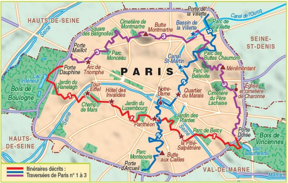 Карта Парижа пешие прогулки