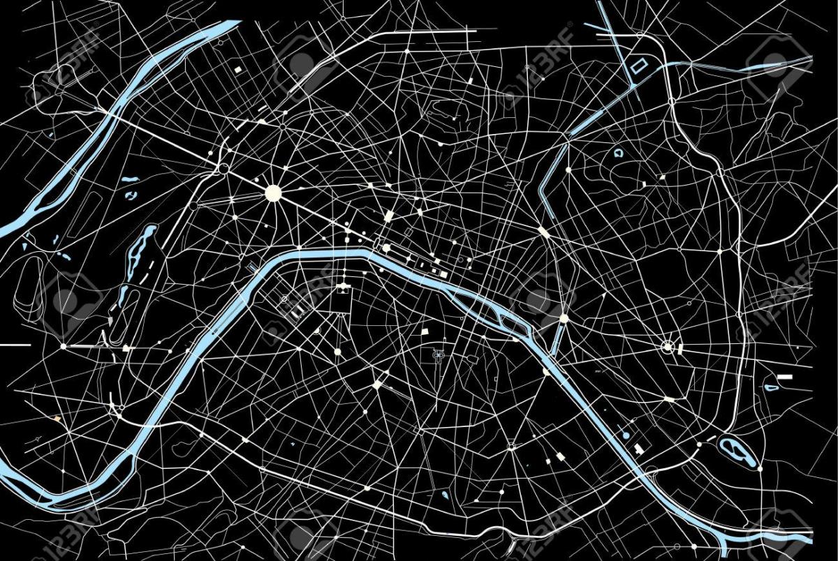 Карта Парижа черный и белый