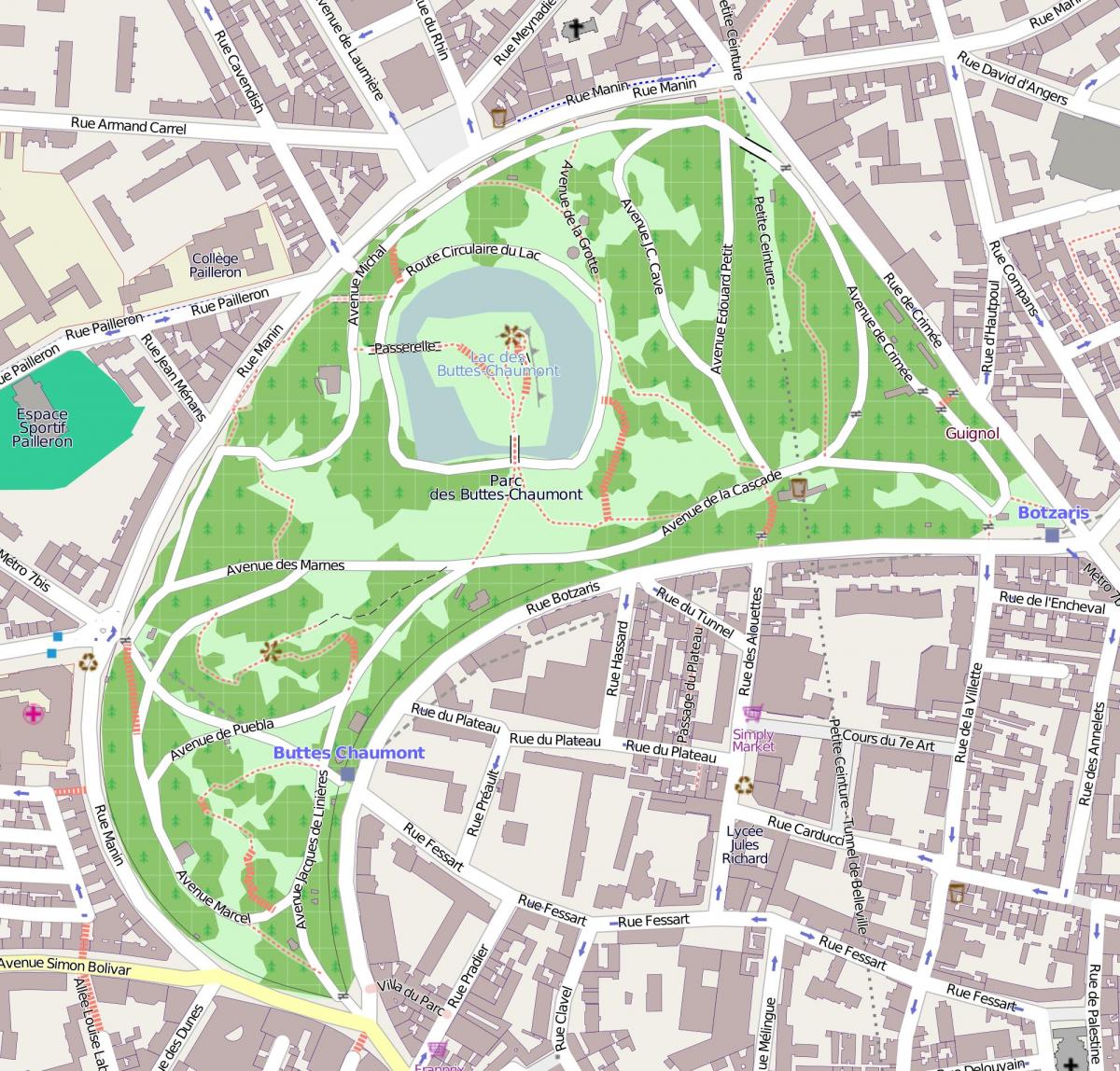 Карта Парк бютт-Шомон