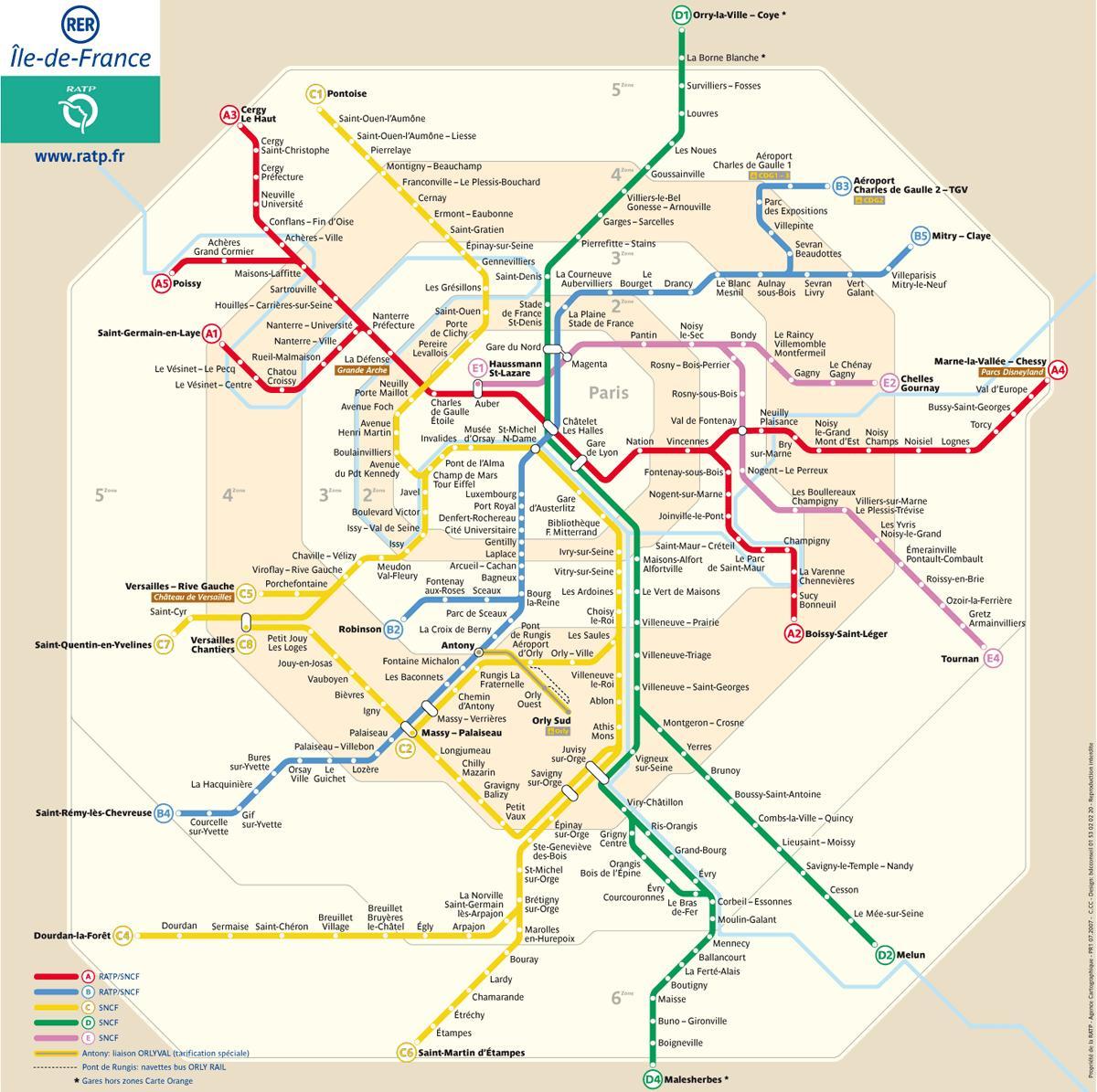 Карта поездов rer в