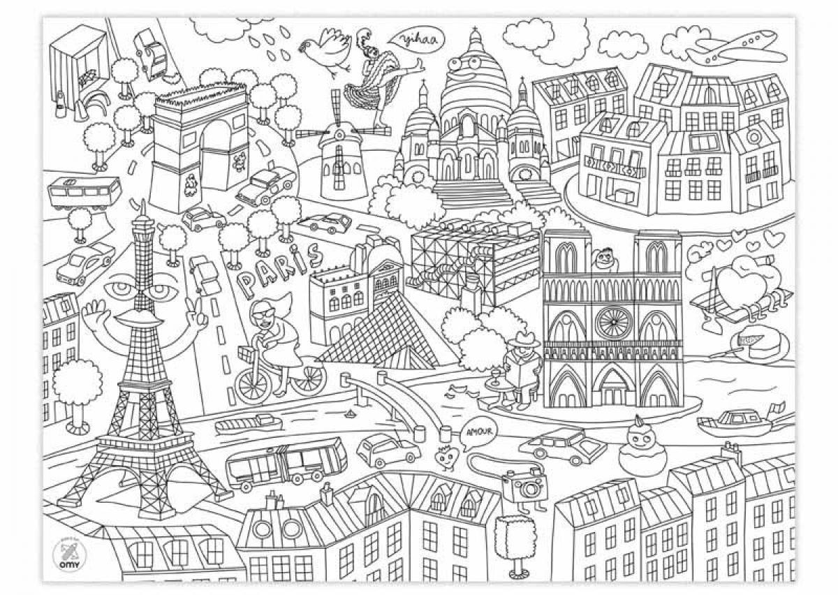 Карта раскраски Париж
