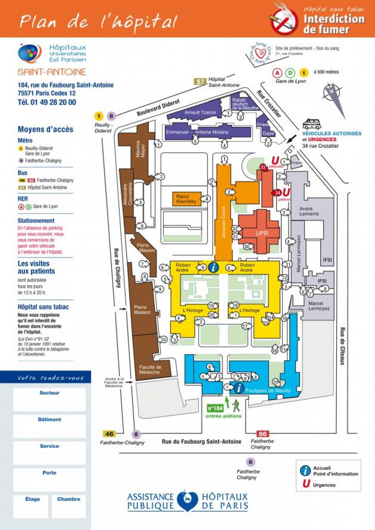 Карта Сент-Антуан больнице