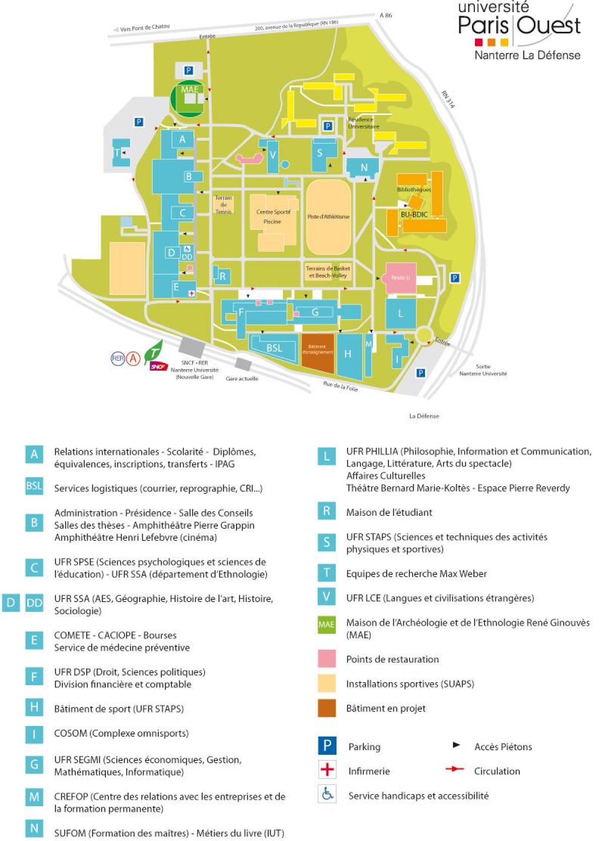 Карта университета Нантер