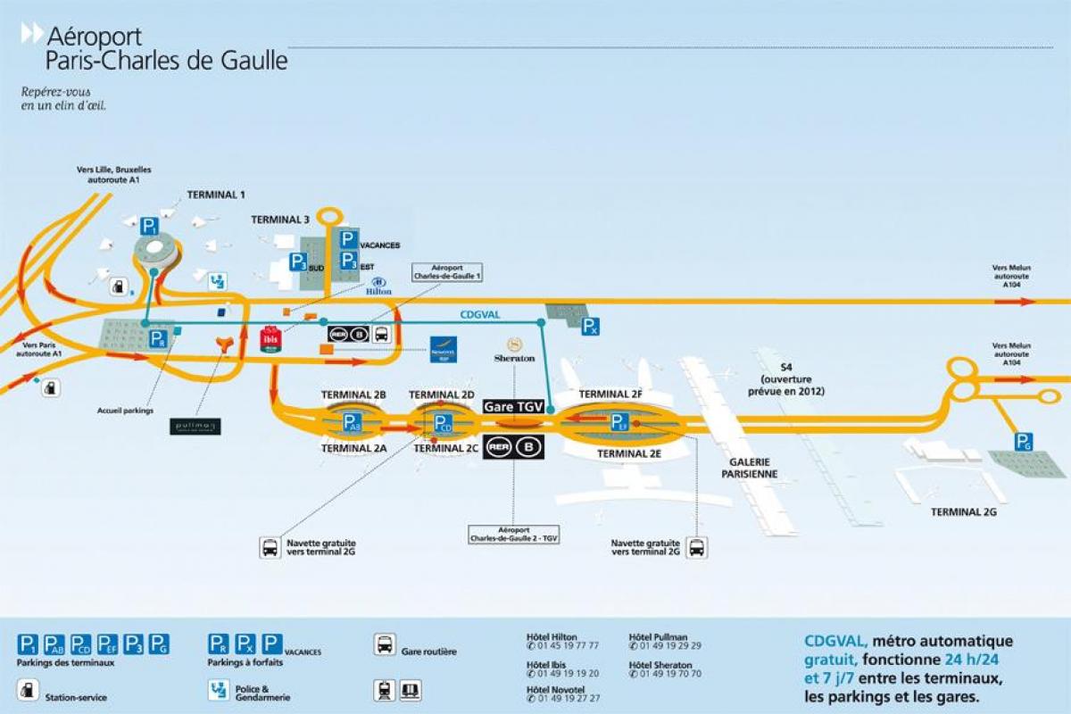 Карту аэропорта Шарля де Голля