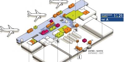 Карта Шарль-де-Голль терминал 3 аэропорта