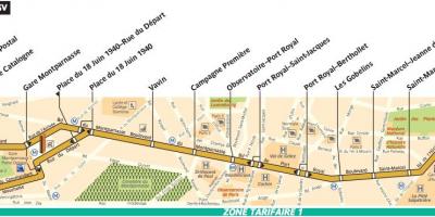 Карта автобусов Парижа линия 91