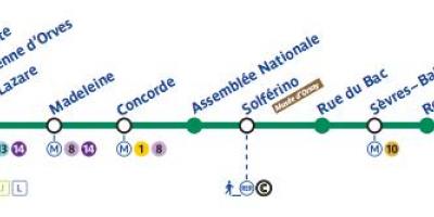 Карта Парижа линии метро 12
