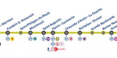 Карта Парижа линии метро 9