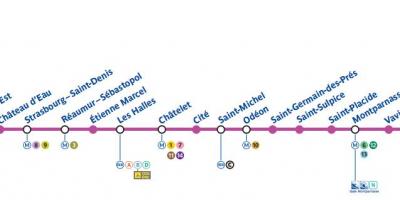 Карта Парижа линии метро 4