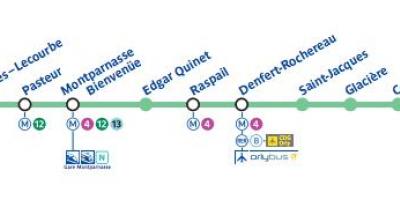 Карта Парижа линии метро 6