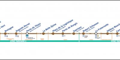 Карта Парижа трамвай Т7